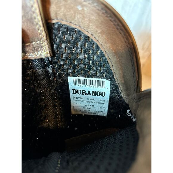 Womens Durango DRD0368 8" Crush Bootie - Bronzed Brown - Size 9M - Picture 7 of 11